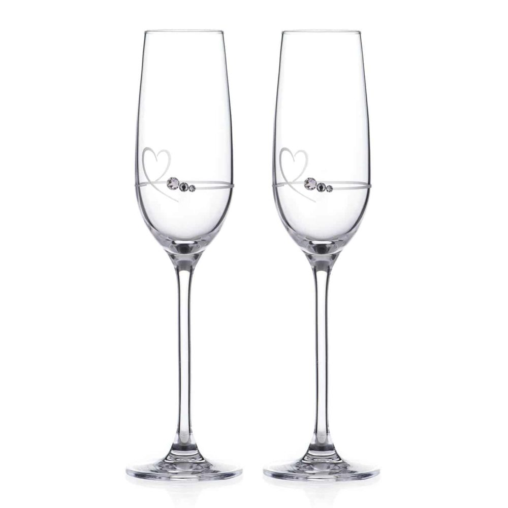 champagne flutes with heart engraving