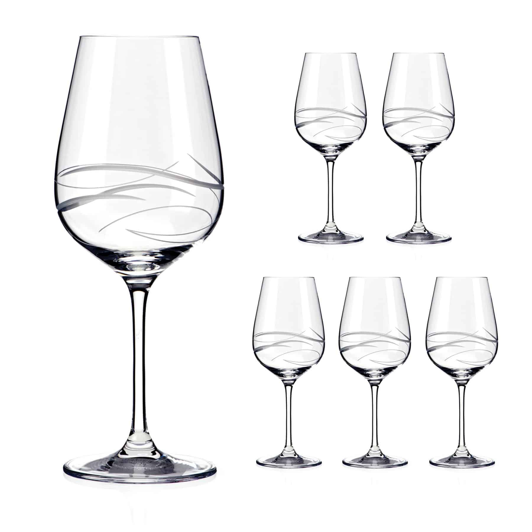 Fantasy Hand Cut Crystal Red Wine Glasses - Set of 6