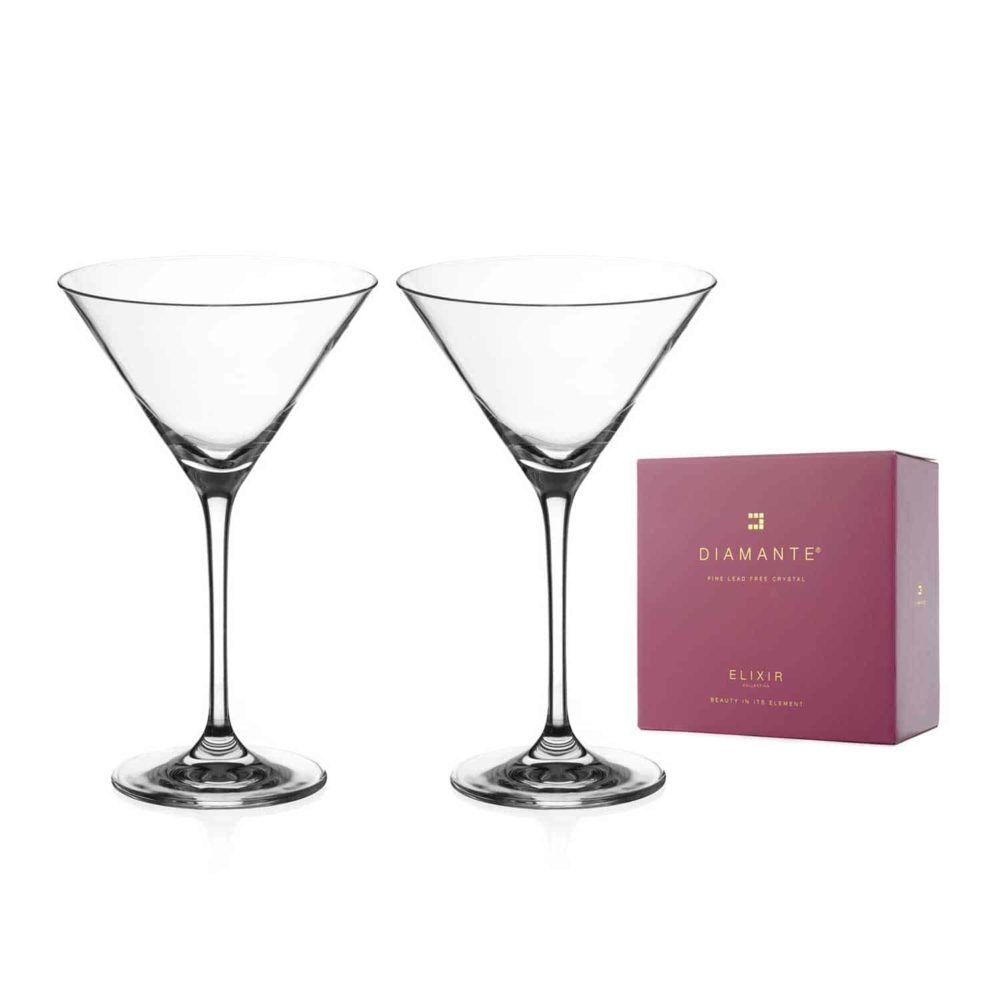 DIAMANTE Martini Cocktail Glasses 4 Stemless Crystal Tumblers for Martini  or Mojito auris Collection Set of 4 -  Denmark