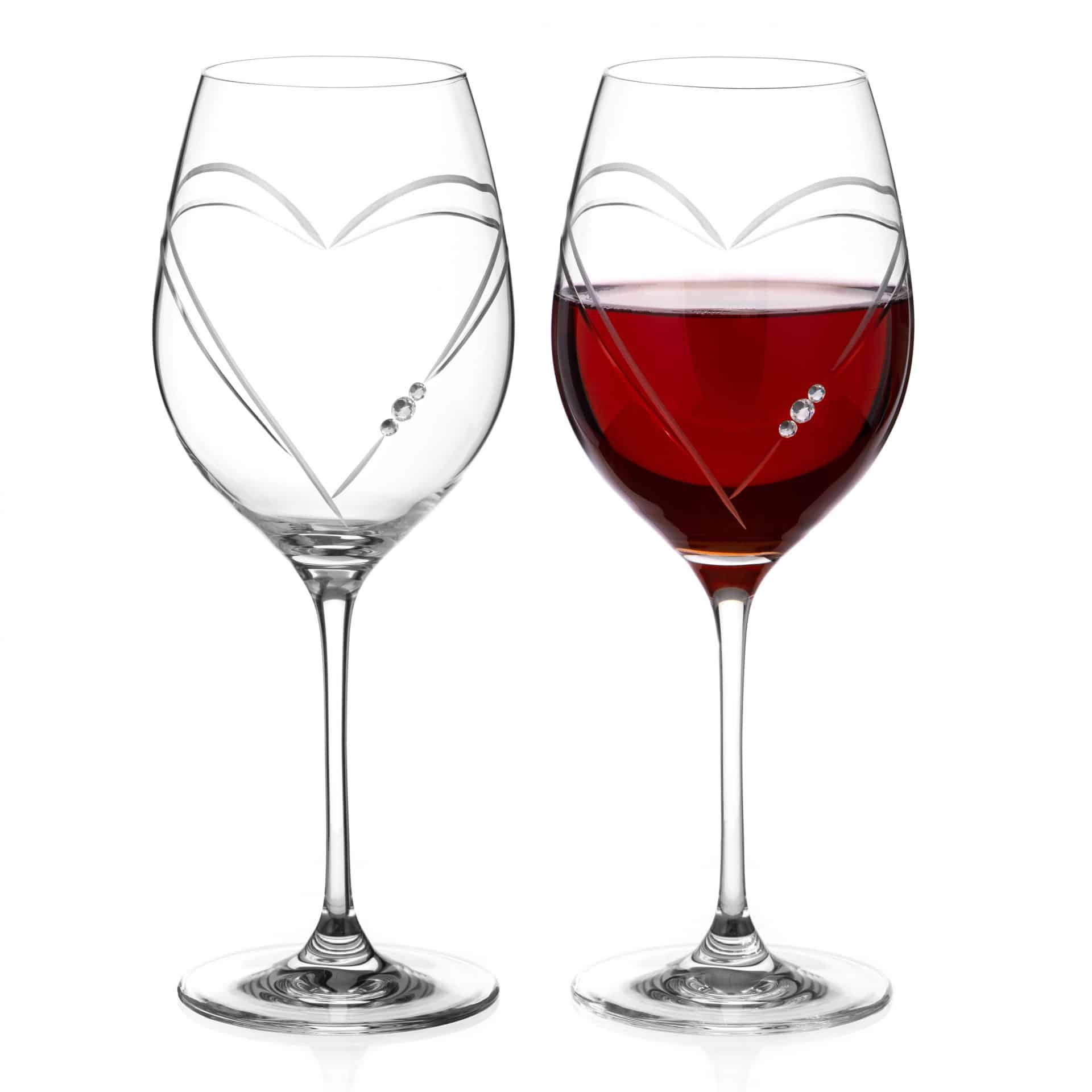 DIAMANTE Swarovski Red Wine Glasses Pair 'angelina' Embellished