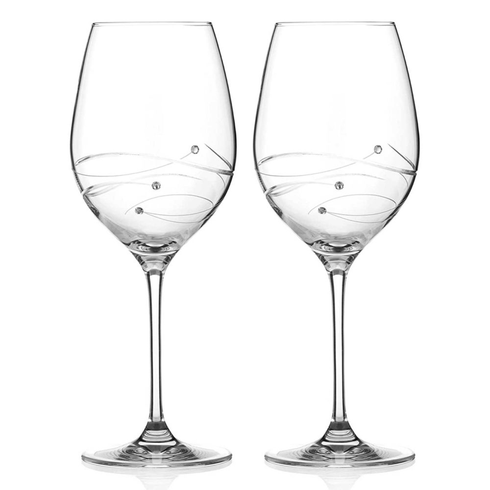 Spiral Red Wine Glasses Adorned with Swarovski® Crystals - Set of 2
