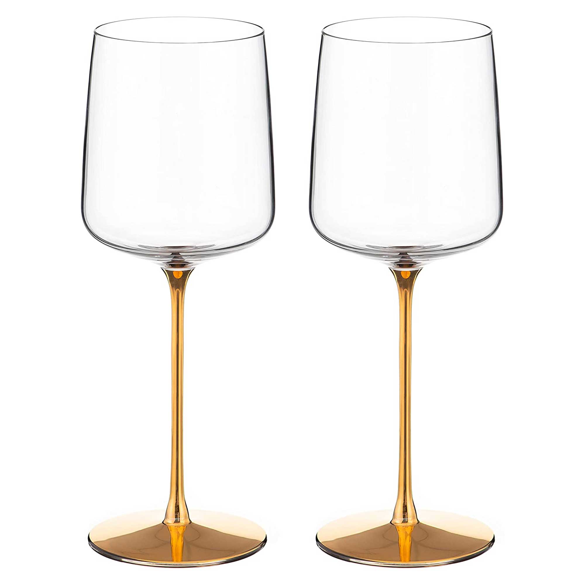 DIAMANTE Crystal Red Wine Glasses Pair 'havana Gold' Set of 2 