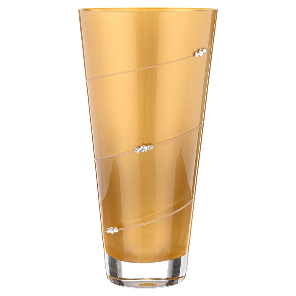 Silhouette Gold Conical Vase Adorned with Swarovski® Crystals - 25cm