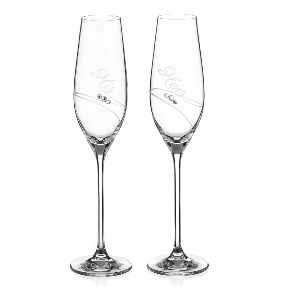 Matching his and hers champagne flutes