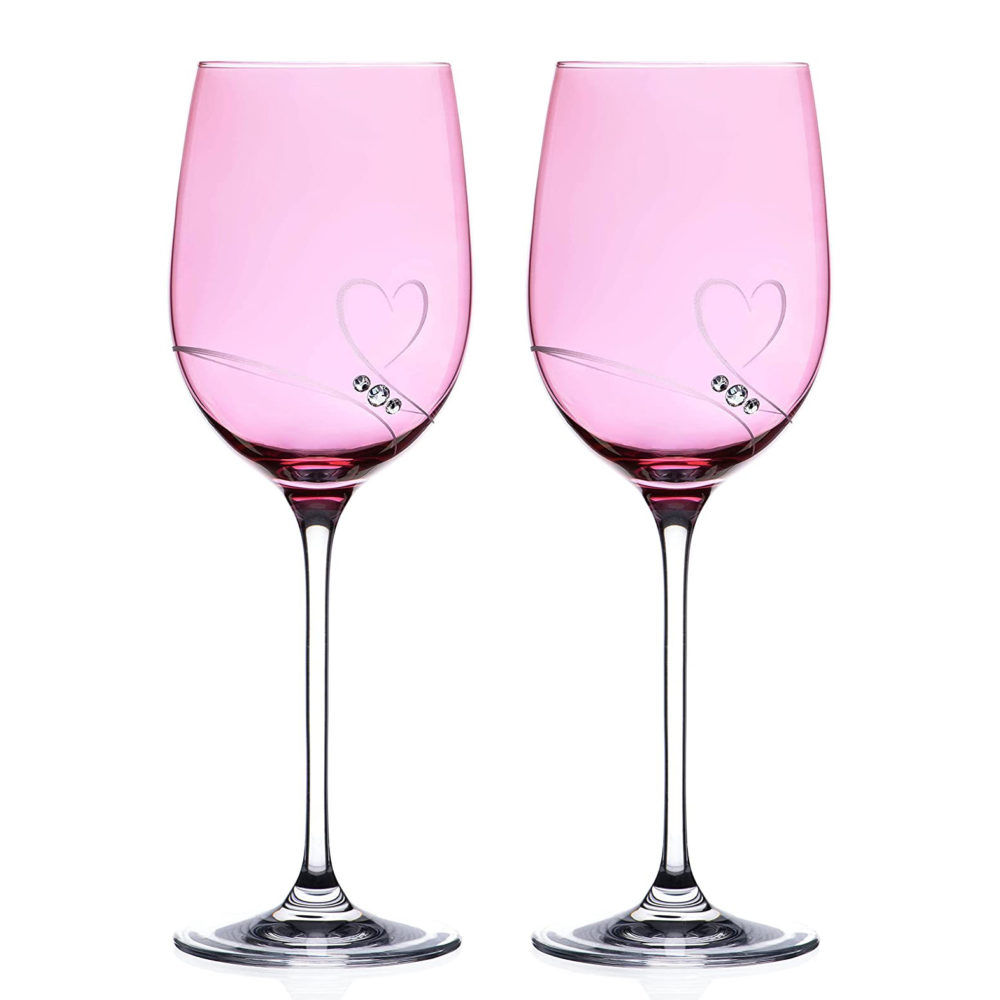 Pink Romance Crystal Red Wine Glasses - Set of 2