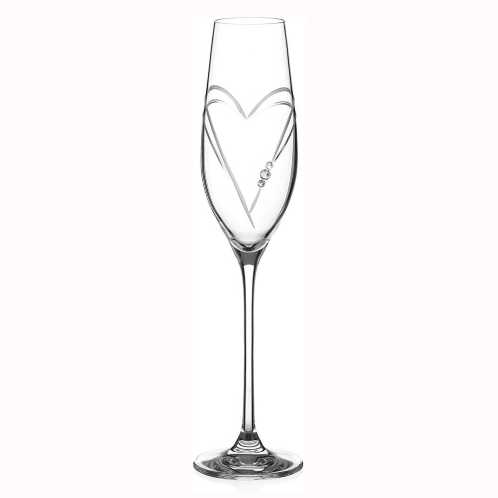 Hearts Champagne Flute Adorned with Crystals by Swarovski® - Single Glass