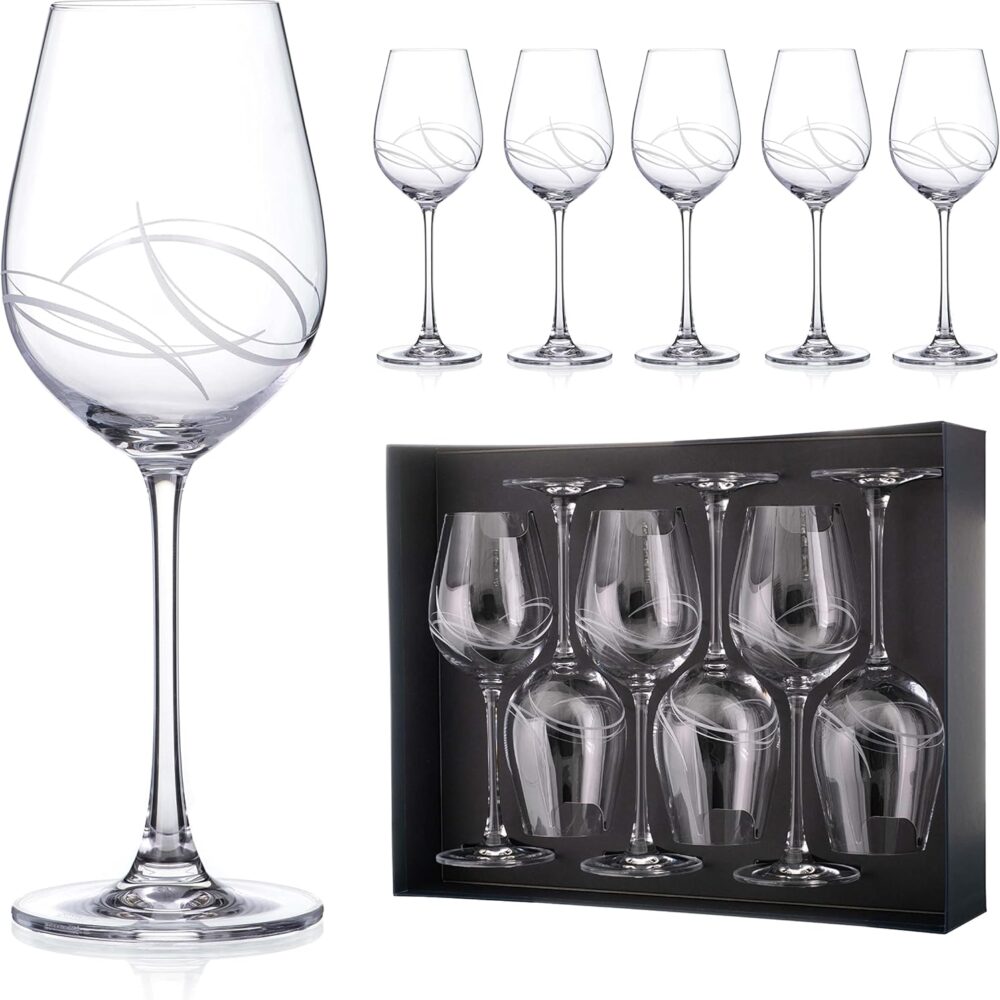 White Wine Glasses 'Arctic' Cut Design - Set of 6