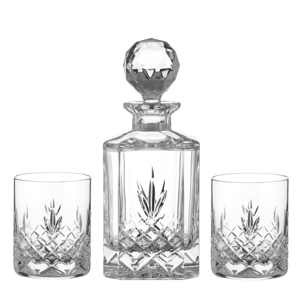 Buckingham Cut 3 Piece Crystal Whisky Set