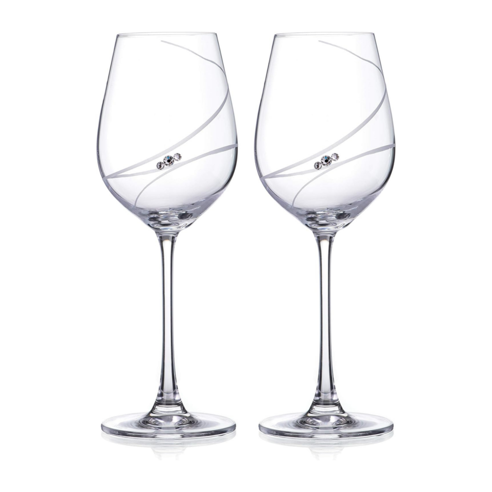 Allure White Wine Glasses Adorned with Swarovski® Crystals - Set of 2