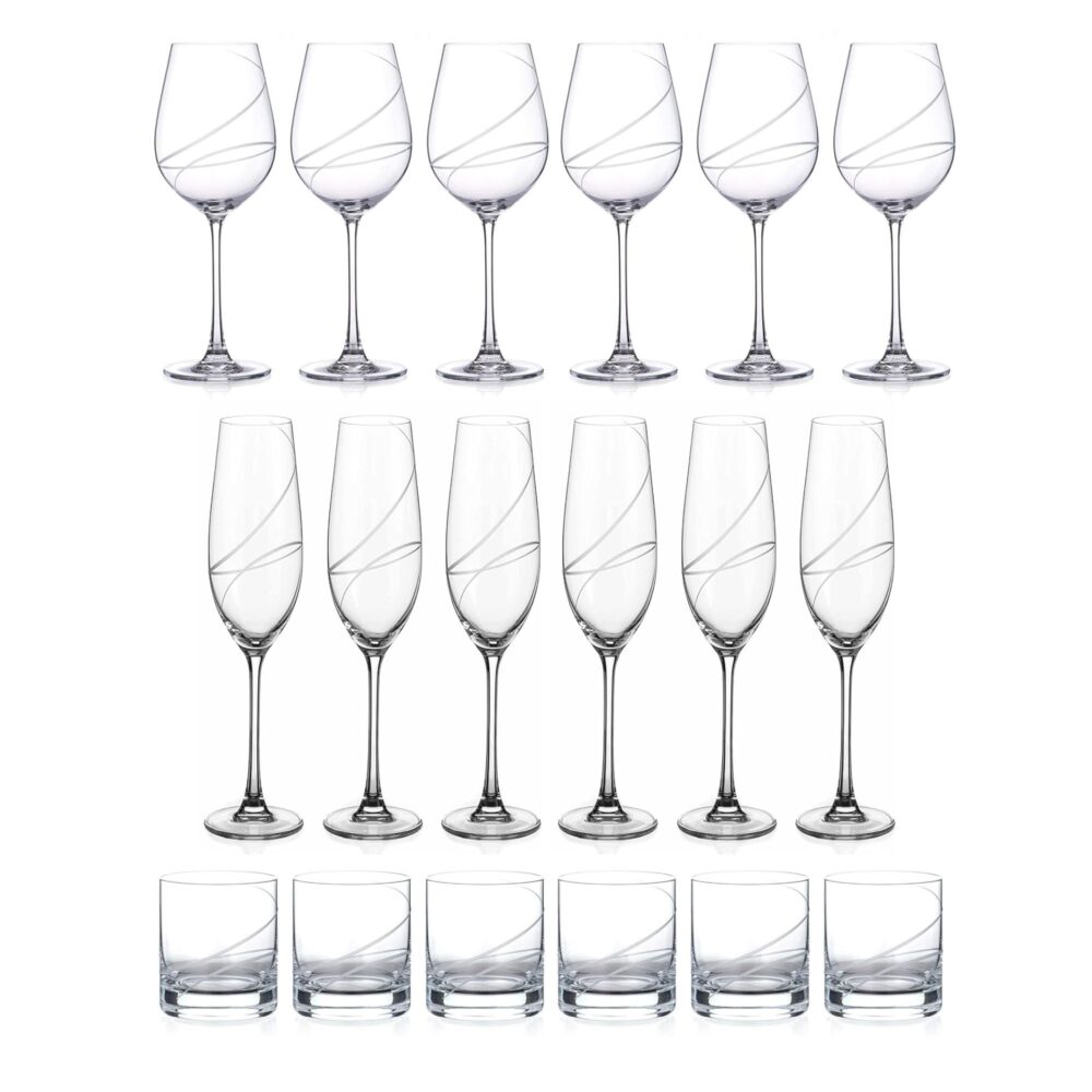 Aurora Wedding Bundle- Champagne, Wine & Tumbler - 18 Glasses