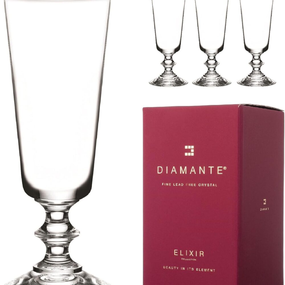 Crystal Champagne Flute Pair 'Elizabeth' Lead Free Crystal | Set of 4