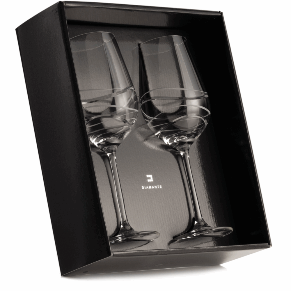 Red Wine Glasses Pair 'Aurora' with Swarovski Crystals - Set of 2