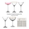 Cocktail Glass & Porcelain Coaster Gift Set – Choose Your Glass Style
