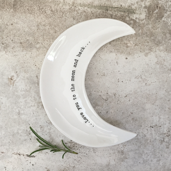 Wobbly Moon Porcelain Dish “Love You to the Moon and Back” – Small Trinket Dish