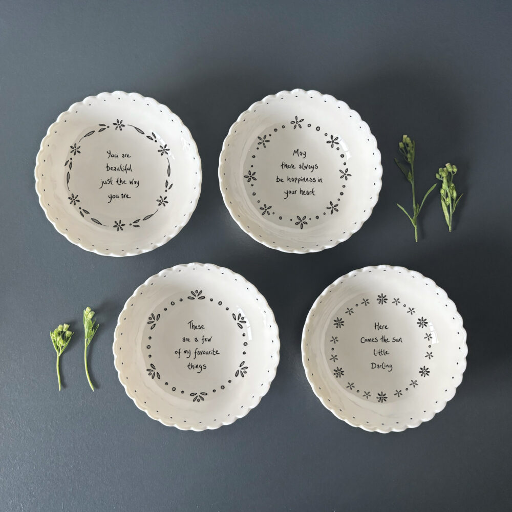 Alternative view of Scalloped Porcelain Bowl “You Are Beautiful Just the Way You Are” – Decorative Keepsake Bowl
