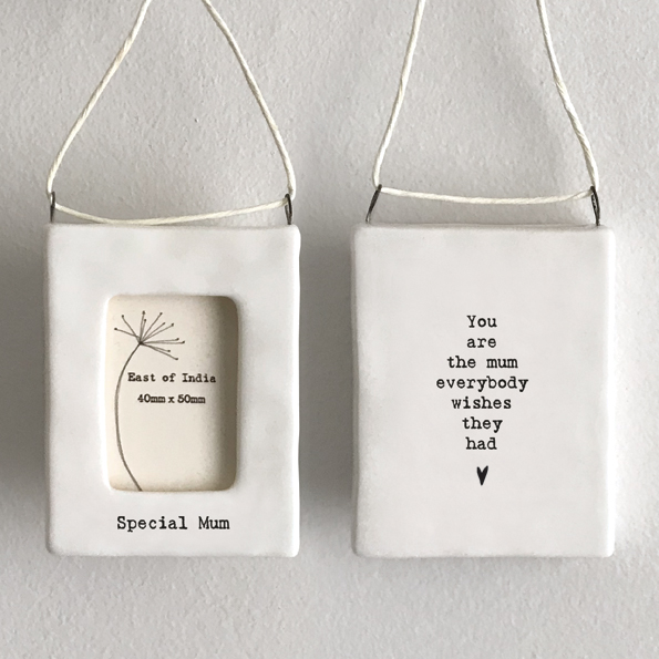 Alternative view of Mini Hanging Porcelain Frame “Special Mum” – Mother’s Day Gift – Small Sentimental Keepsake