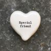 White Porcelain Heart Token “Special Friend” – Small Friendship Keepsake