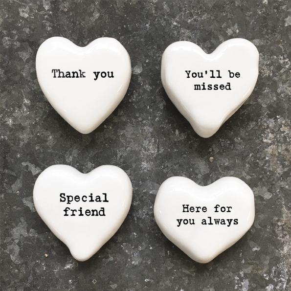 Alternative view of White Porcelain Heart Token “Special Friend” – Small Friendship Keepsake