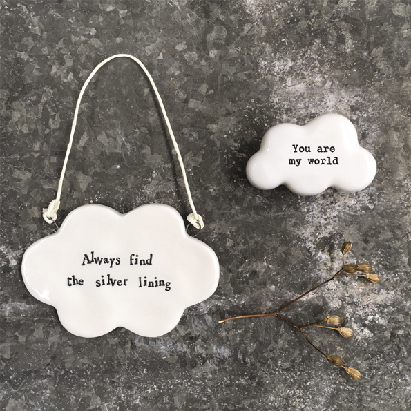 Alternative view of Porcelain Cloud Token “You Are My World” – Small Sentimental Keepsake