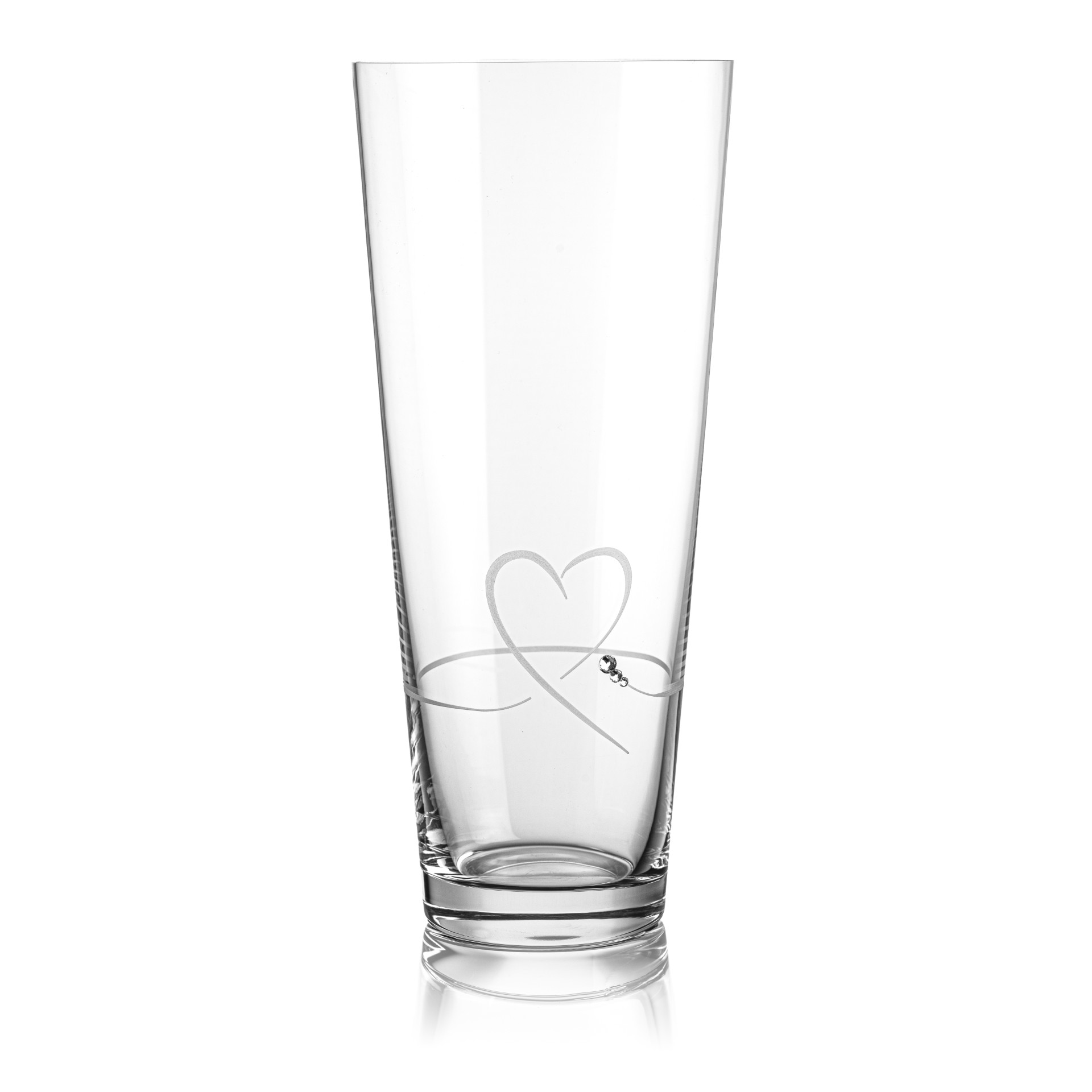 Petit Heart Conival Vase Embellished with Swarovski Crystals - 30cm