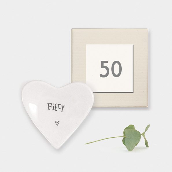 Alternative view of 50th Birthday Porcelain Heart Trinket Dish – Fifty