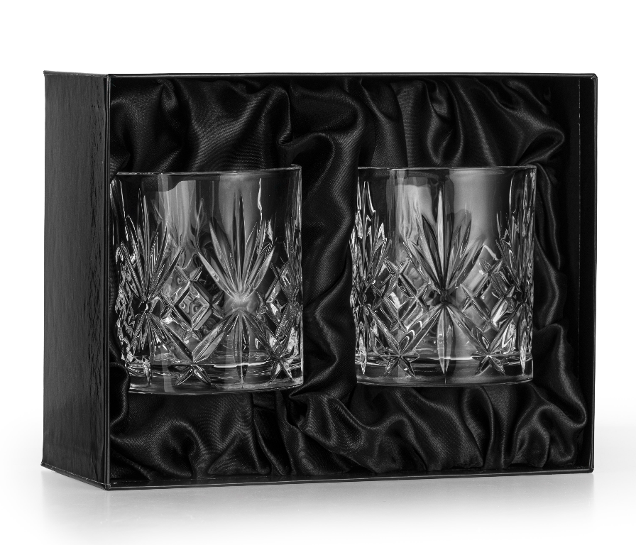 Diamante Crystal Tumblers - Set of 2 - Satin lined Gift Box