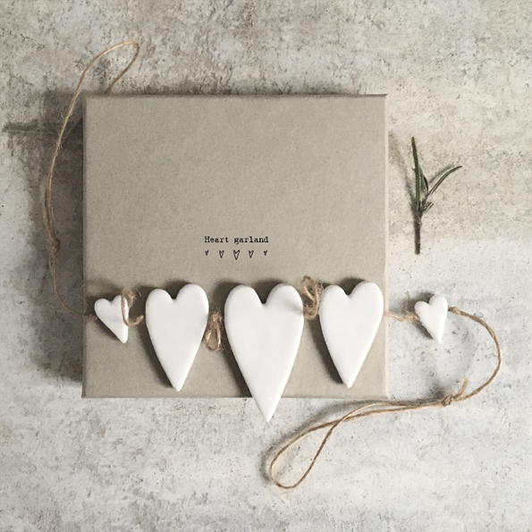 Porcelain Heart Garland – White Ceramic Hanging Hearts