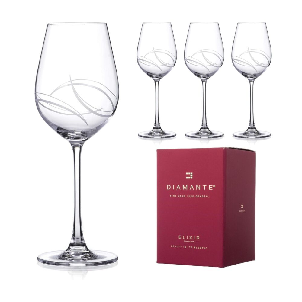 White Wine Glasses 'Arctic' Cut Design - Set of 4