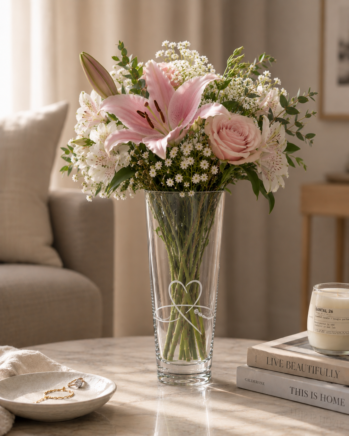 Petit Heart Conival Vase Embellished with Swarovski Crystals - 30cm - Image 2